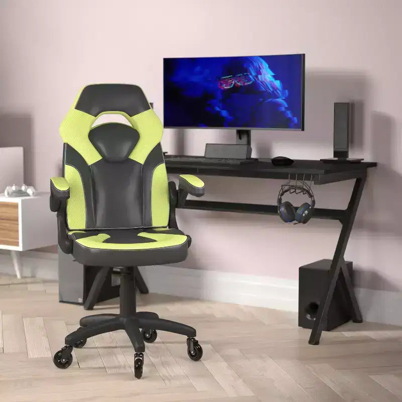 Sedia da gaming Flash Furniture X10 sedia da ufficio da corsa per PC computer con braccioli ribaltabili e ruote trasparenti