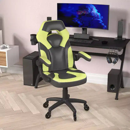 Sedia da gaming Flash Furniture X10 sedia da ufficio da corsa per PC computer con braccioli ribaltabili e ruote trasparenti