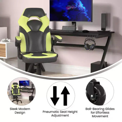 Sedia da gaming Flash Furniture X10 sedia da ufficio da corsa per PC computer con braccioli ribaltabili e ruote trasparenti
