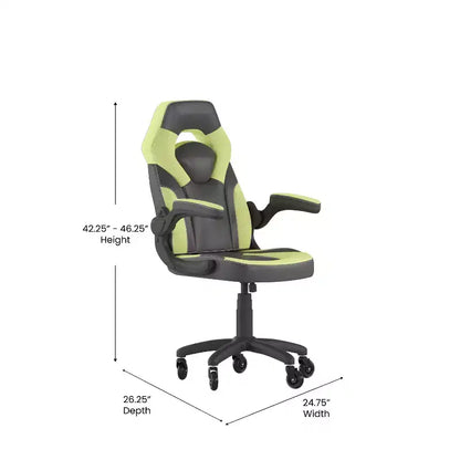 Sedia da gaming Flash Furniture X10 sedia da ufficio da corsa per PC computer con braccioli ribaltabili e ruote trasparenti