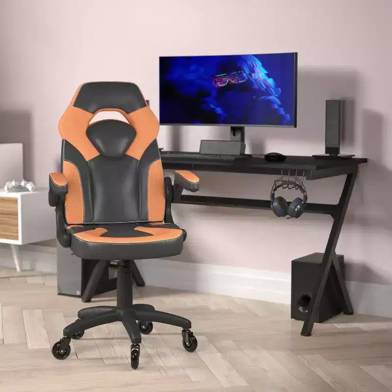 Sedia da gaming Flash Furniture X10 sedia da ufficio da corsa per PC computer con braccioli ribaltabili e ruote trasparenti