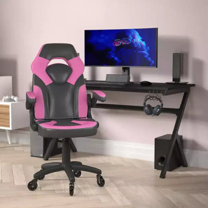 Sedia da gaming Flash Furniture X10 sedia da ufficio da corsa per PC computer con braccioli ribaltabili e ruote trasparenti