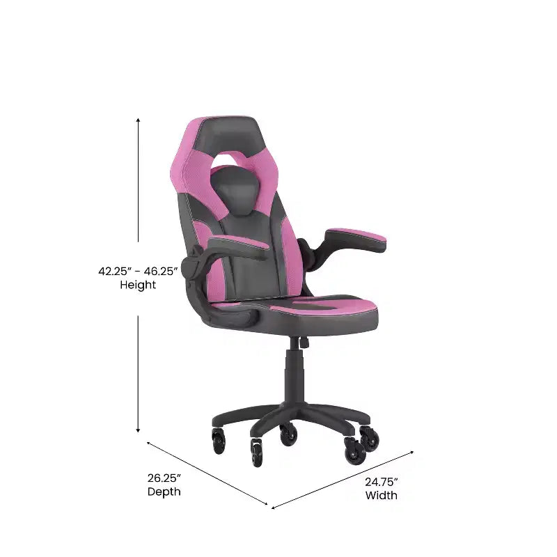 Sedia da gaming Flash Furniture X10 sedia da ufficio da corsa per PC computer con braccioli ribaltabili e ruote trasparenti
