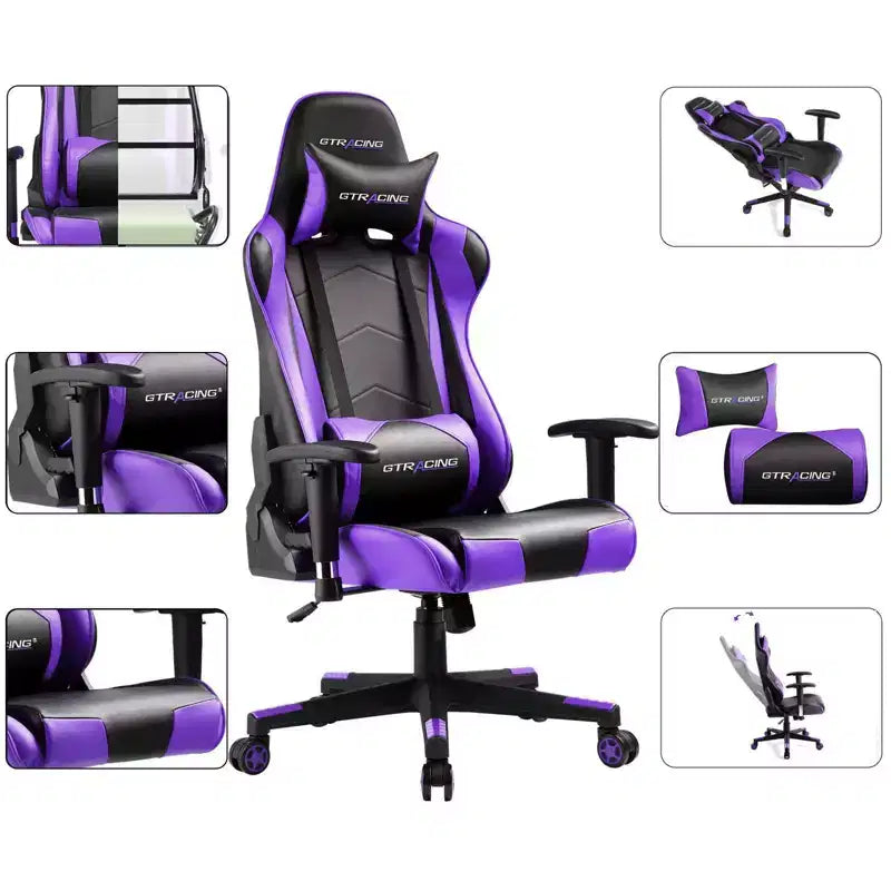Sedia da Ufficio Gaming in Pelle PU con Poggiatesta e Cuscino Lombare Regolabili - GTRACING