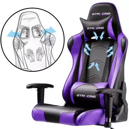 Sedia da Ufficio Gaming in Pelle PU con Poggiatesta e Cuscino Lombare Regolabili - GTRACING