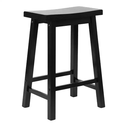 Sgabello da cucina classico PJ Wood con seduta a sella, altezza 61 cm, per case, sale da pranzo e bar, senza schienale, 4 gambe quadre, nero (confezione da 4)