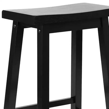 Sgabello da cucina classico PJ Wood con seduta a sella, altezza 61 cm, per case, sale da pranzo e bar, senza schienale, 4 gambe quadre, nero (confezione da 4)
