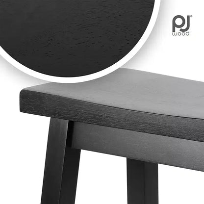 Sgabello da cucina classico PJ Wood con seduta a sella, altezza 61 cm, per case, sale da pranzo e bar, senza schienale, 4 gambe quadre, nero (confezione da 4)