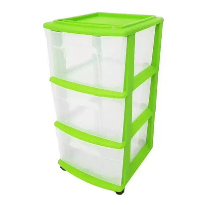 Homz Torretta per Contenitori a 3 Cassetti, Medi, Cassetti Trasparenti/Struttura Lime (Confezione da 2)
