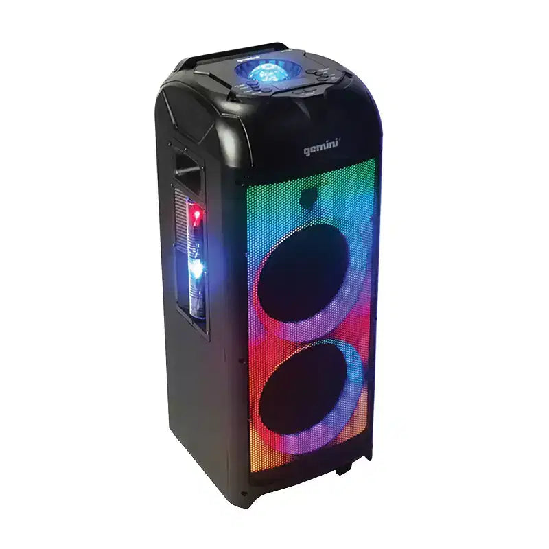 Gemini GPLT Series 360 Portable Bluetooth True Wireless Speaker System with LED Lights, Microphone, and Remote, Black, GPLT-360