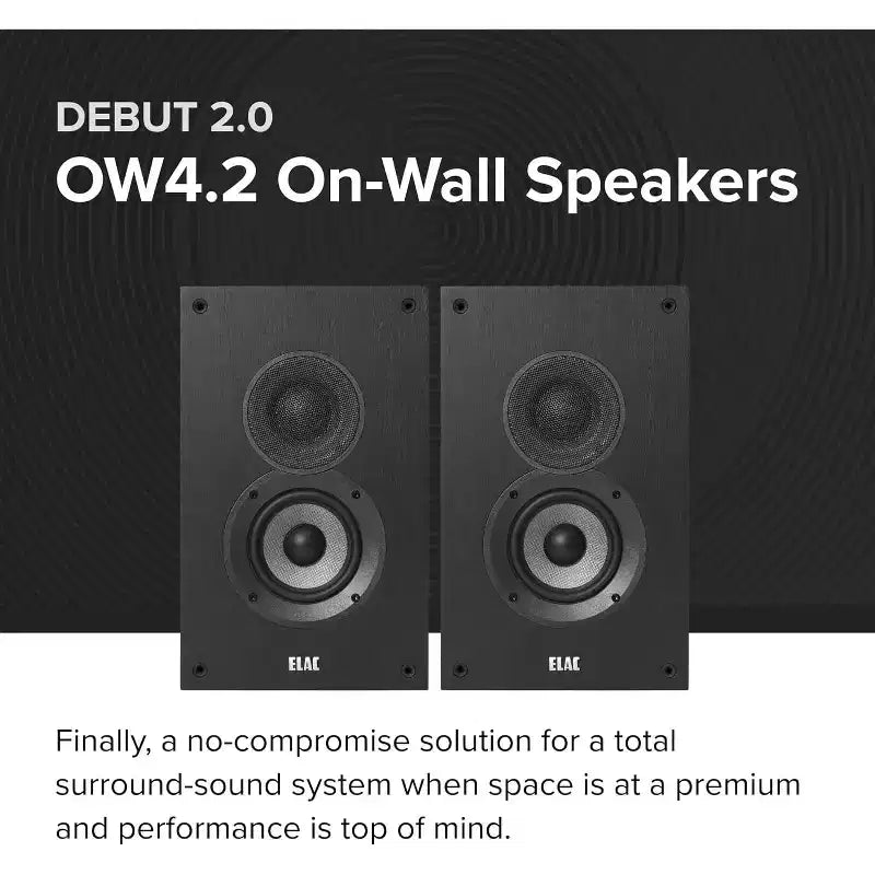 Diffusori ELAC Debut 2.0 DOW42-BK 4 on-wall per audio surround con cabinet in MDF per Home Theater e sistemi audio