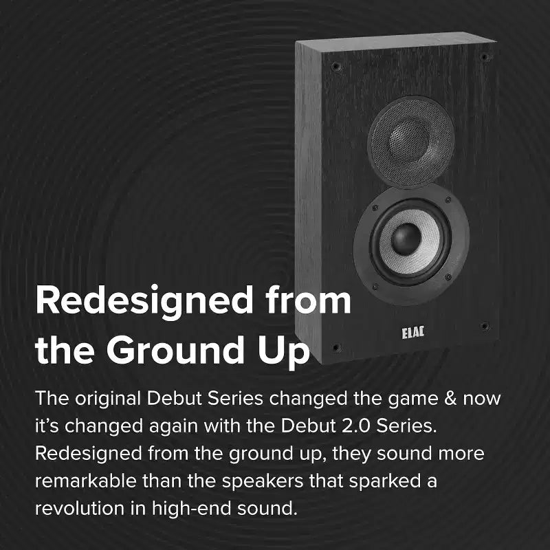 Diffusori ELAC Debut 2.0 DOW42-BK 4 on-wall per audio surround con cabinet in MDF per Home Theater e sistemi audio