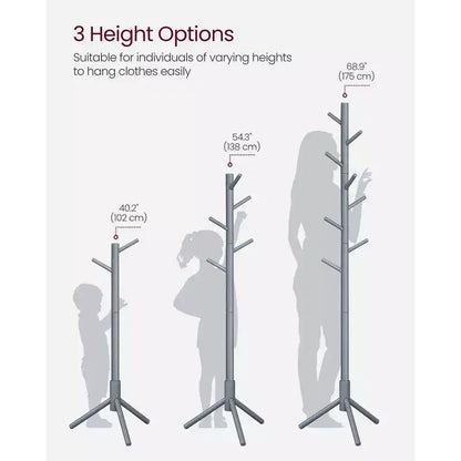 VASAGLE 8 Hooks Solid Wood Coat Rack Free Standing Coat Rack Tree-Shaped Coat Rack