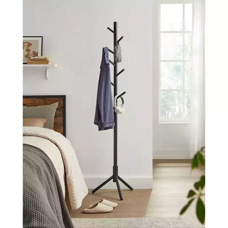 VASAGLE 8 Hooks Solid Wood Coat Rack Free Standing Coat Rack Tree-Shaped Coat Rack