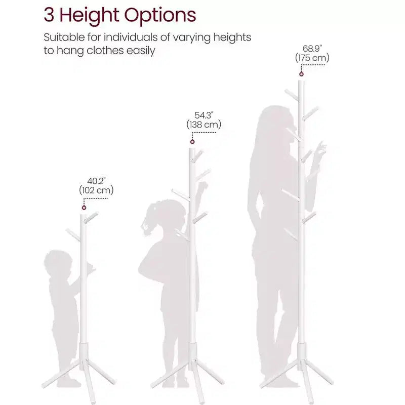 VASAGLE 8 Hooks Solid Wood Coat Rack Free Standing Coat Rack Tree-Shaped Coat Rack