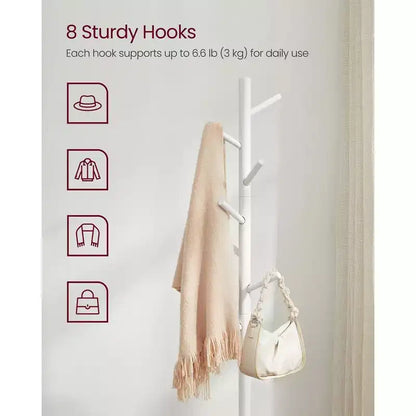 VASAGLE 8 Hooks Solid Wood Coat Rack Free Standing Coat Rack Tree-Shaped Coat Rack