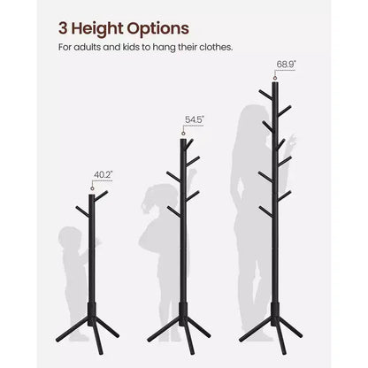 VASAGLE 8 Hooks Solid Wood Coat Rack Free Standing Coat Rack Tree-Shaped Coat Rack