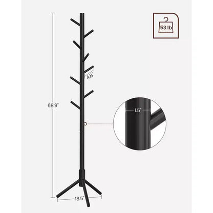 VASAGLE 8 Hooks Solid Wood Coat Rack Free Standing Coat Rack Tree-Shaped Coat Rack