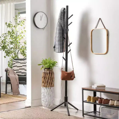 VASAGLE 8 Hooks Solid Wood Coat Rack Free Standing Coat Rack Tree-Shaped Coat Rack