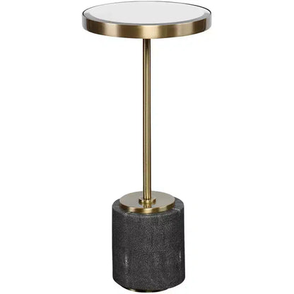 Uttermost Modern Glam Brushed Brass Round Accent Table 11 3/4 Wide Gold Mirror Tabletop for Living Room Bedroom Bedside Entryway