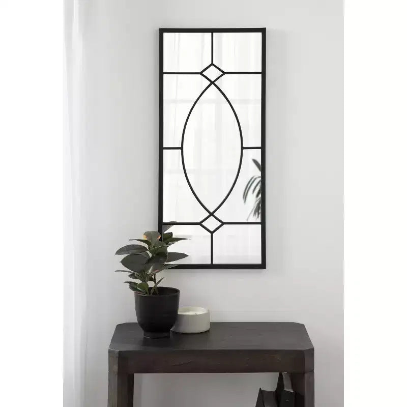 Kate and Laurel Bakersfield Rectangle Metal Decorative Mirror, 13x3, Black