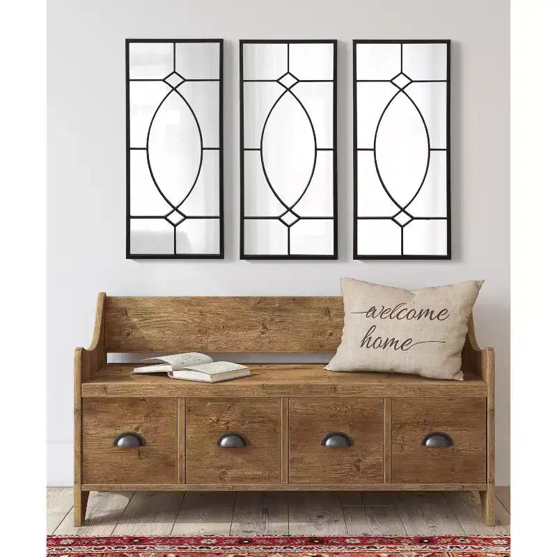 Kate and Laurel Bakersfield Rectangle Metal Decorative Mirror, 13x3, Black