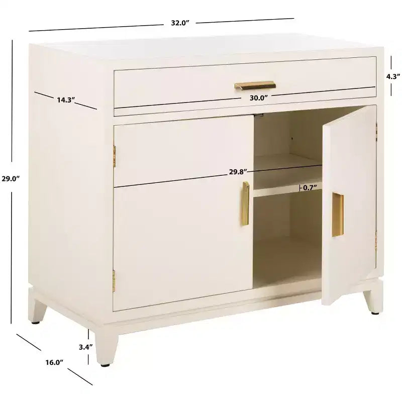 Cassettiera 2 Ante 1 Cassetto Nigel - CHS6600 - Bianco/Ottone - Safavieh