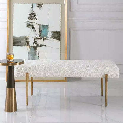 Uttermost Olivier 49 1/2 Wide White Button-Tufted Modern Accent Bench