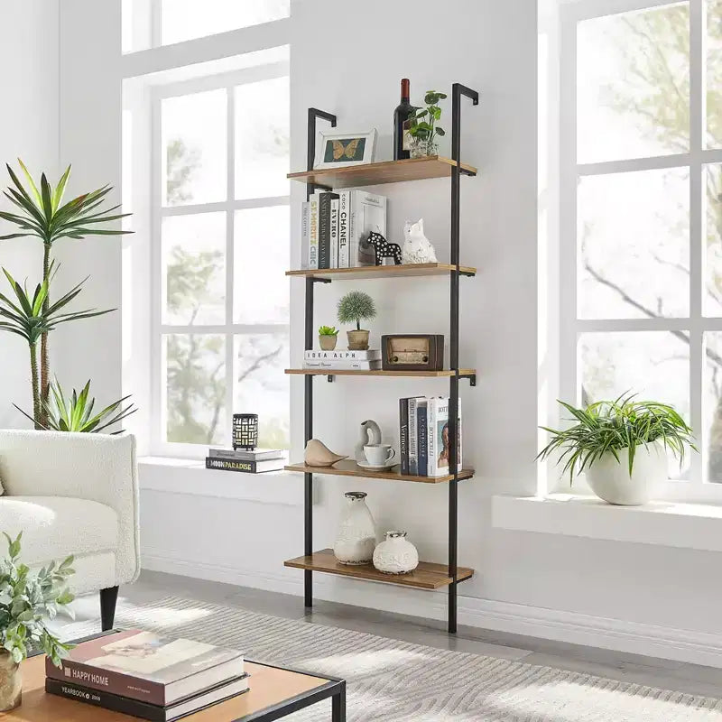 68.5 Everett 5 Tier Open Display Wall Mount Ladder Shelf - Danya B.
