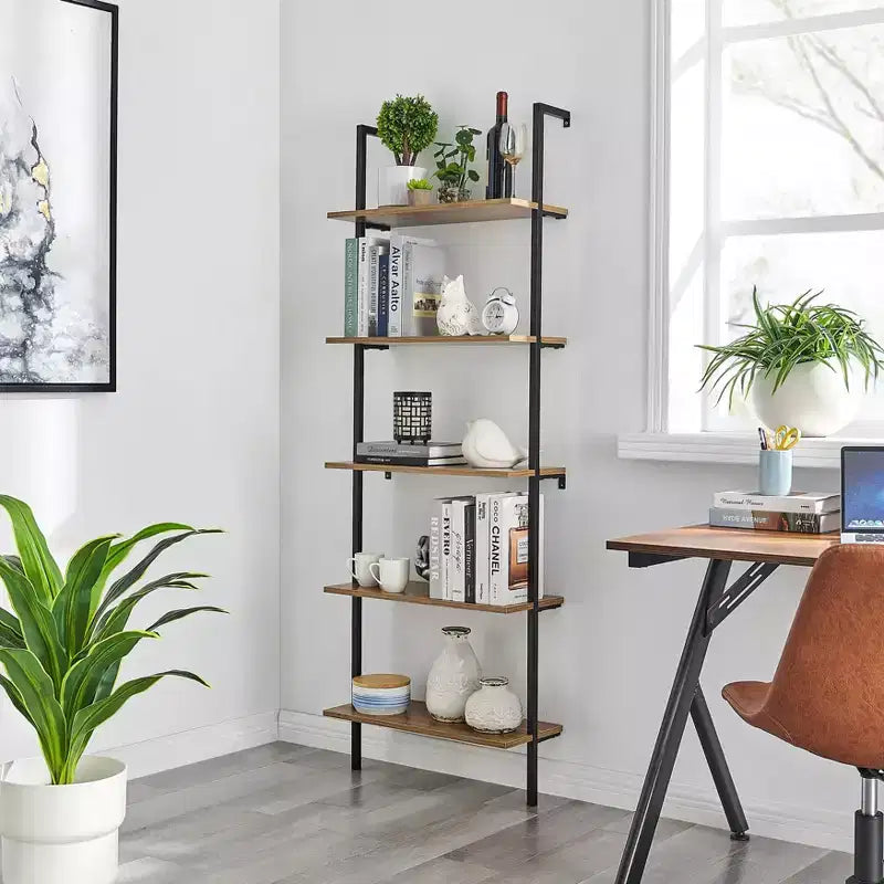 68.5 Everett 5 Tier Open Display Wall Mount Ladder Shelf - Danya B.
