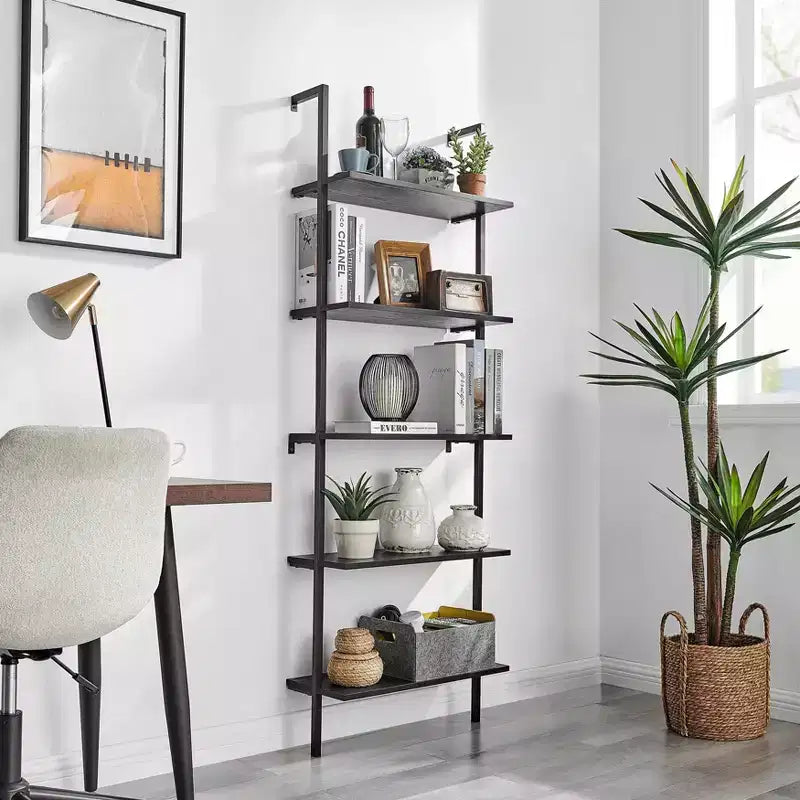 68.5 Everett 5 Tier Open Display Wall Mount Ladder Shelf - Danya B.