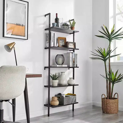 68.5 Everett 5 Tier Open Display Wall Mount Ladder Shelf - Danya B.