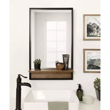 Specchio rettangolare con mensola Kate and Laurel Owing, 20x34, Marrone rustico