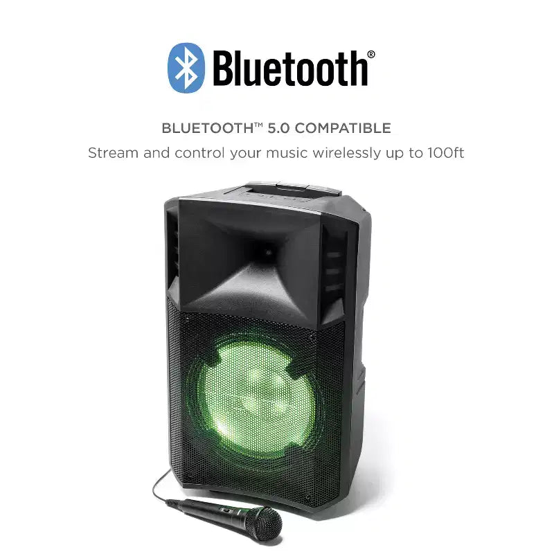 Diffusore stereo portatile Bluetooth da 300 Watt ION Power Glow 300 per feste, con luci, microfono e collegamento stereo