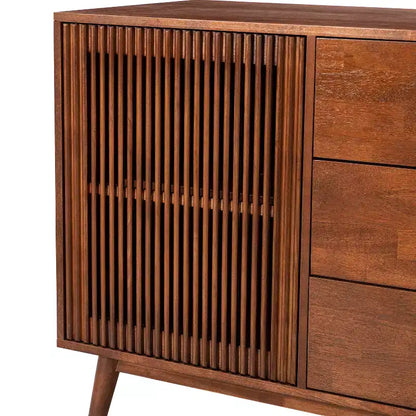 Chris 58 Wide 3 Drawer Sideboard with Slatted Doors |KARAT HOME