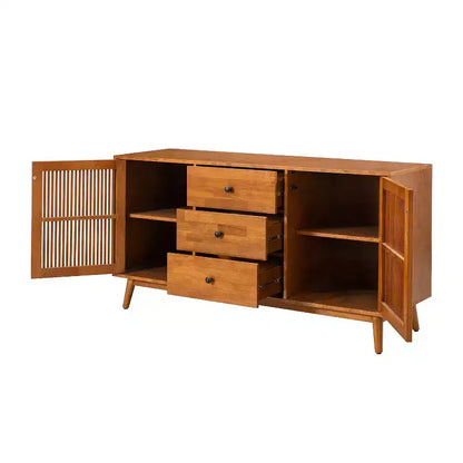 Chris 58 Wide 3 Drawer Sideboard with Slatted Doors |KARAT HOME