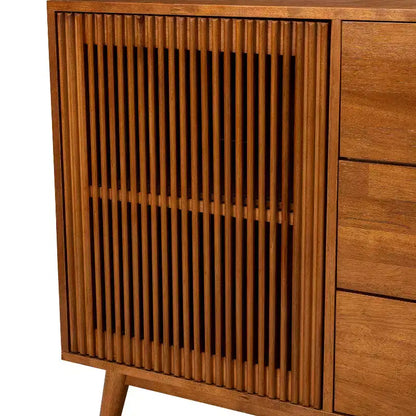 Chris 58 Wide 3 Drawer Sideboard with Slatted Doors |KARAT HOME