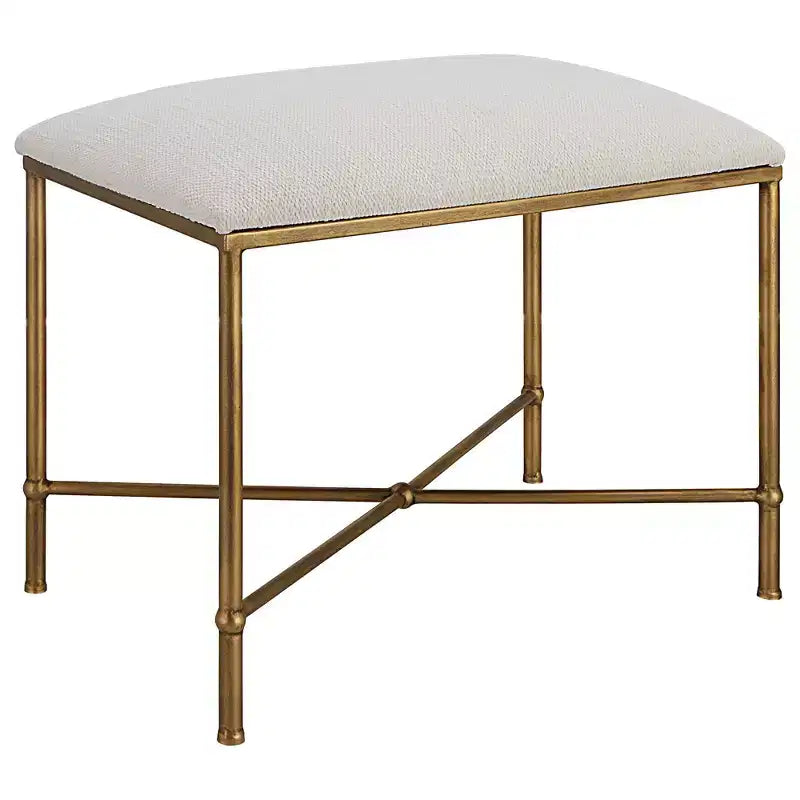 Panca d'appoggio Avenham da 61 cm, in tessuto bianco, di Uttermost