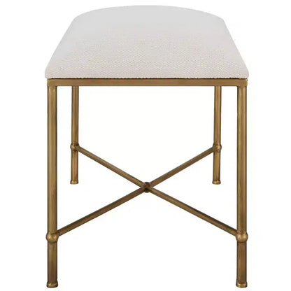 Panca d'appoggio Avenham da 61 cm, in tessuto bianco, di Uttermost