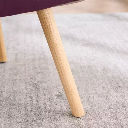 Poltrona Wingback FERPIT Patchwork con Rivestimento in Tessuto e Gambe in Legno di Gomma