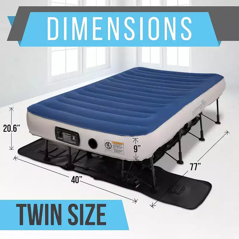 Materasso ad aria SereneLife EZ con telaio e custodia a rotelle, letto ad aria pieghevole autogonfiabile con pompa incorporata, singolo