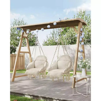 SONGMICS Sedia Sospesa, Sedia Amaca con Cuscino Grande e Spesso, Sedia a Dondolo Boho