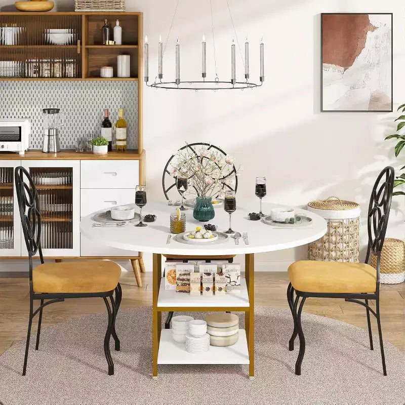 Lantine 47 Inches Round Dining Table for 4 People