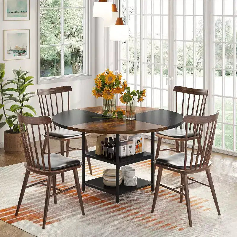 Lantine 47 Inches Round Dining Table for 4 People