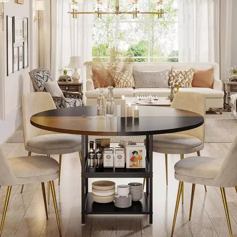 Lantine 47 Inches Round Dining Table for 4 People