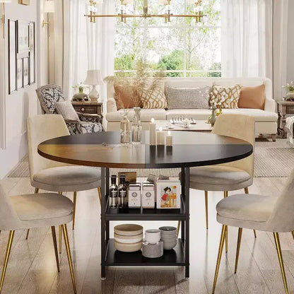 Lantine 47 Inches Round Dining Table for 4 People