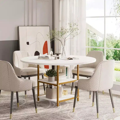 Lantine 47 Inches Round Dining Table for 4 People