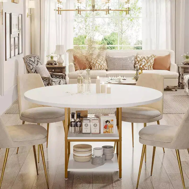 Lantine 47 Inches Round Dining Table for 4 People