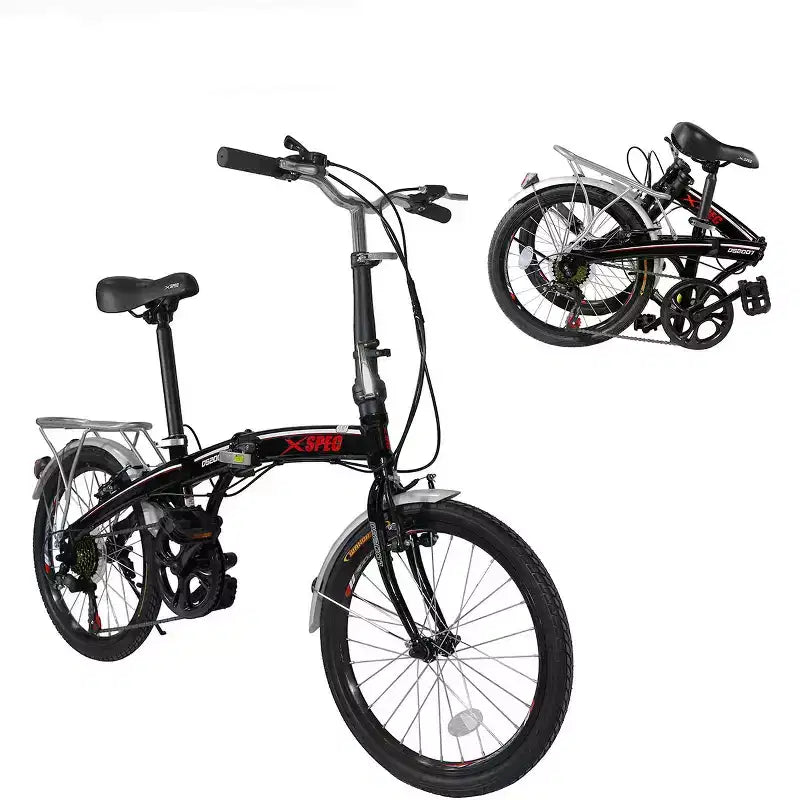 Xspec 20 7 Speed Folding Compact City Commuter Bike, Black (NOT Electric)
