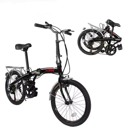 Xspec 20 7 Speed Folding Compact City Commuter Bike, Black (NOT Electric)